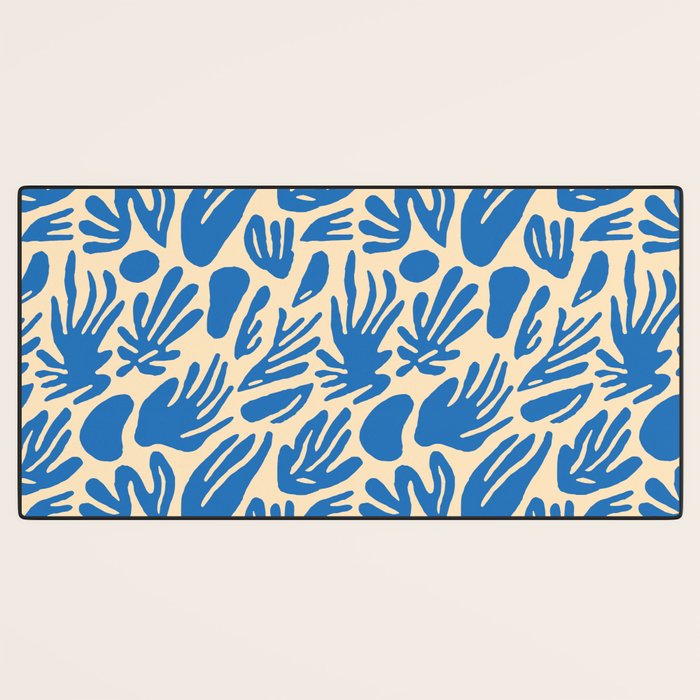 Blue nature leaf shape art pattern Desk Mat Gallery Image 3