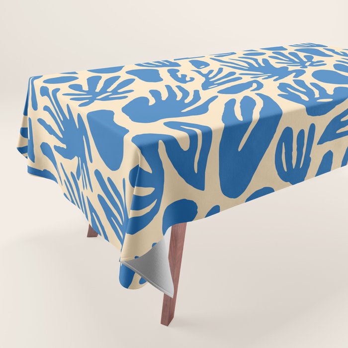 Blue nature leaf shape art pattern Tablecloth Gallery Image 1