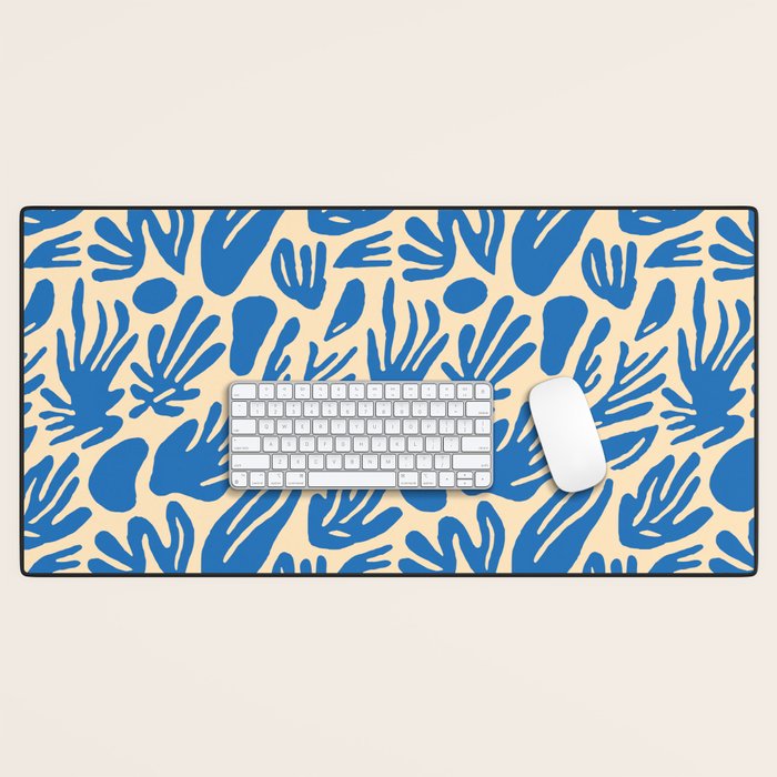 Blue nature leaf shape art pattern Desk Mat Gallery Image 1
