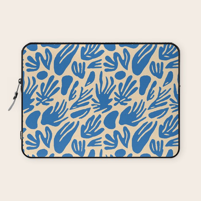 Blue nature leaf shape art pattern Laptop Sleeve Gallery Image 1