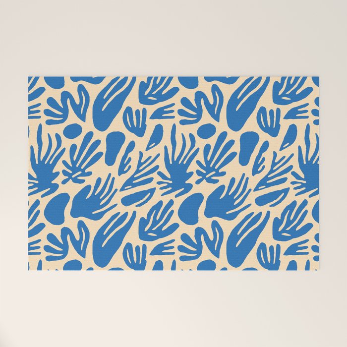 Blue nature leaf shape art pattern Welcome Mat Gallery Image 1