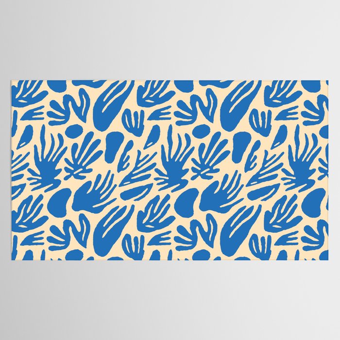 Blue nature leaf shape art pattern Tablecloth Gallery Image 2