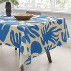 Blue nature leaf shape art pattern Tablecloth Gallery Image 3