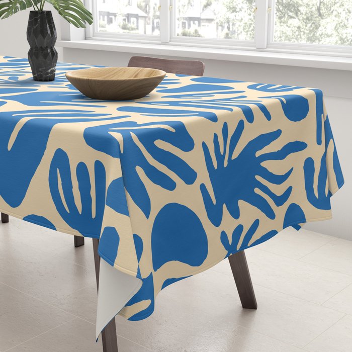 Blue nature leaf shape art pattern Tablecloth Gallery Image 3