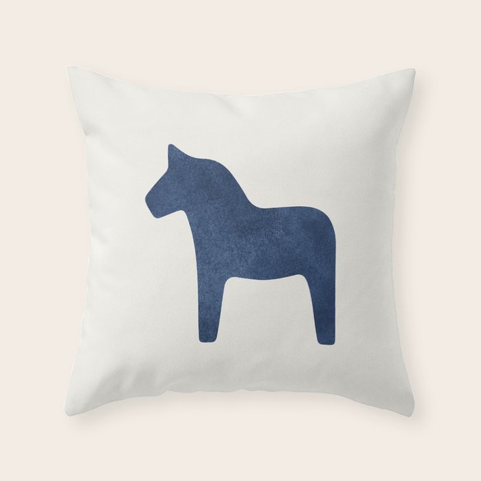 Dala Horse - Navy Blue Throw Pillow Gallery Image 6