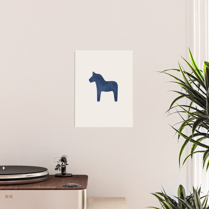 Dala Horse - Navy Blue Poster Gallery Image 2