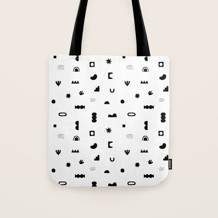 Abstract black and white organic shape pattern Tote Bag Gallery Image 1