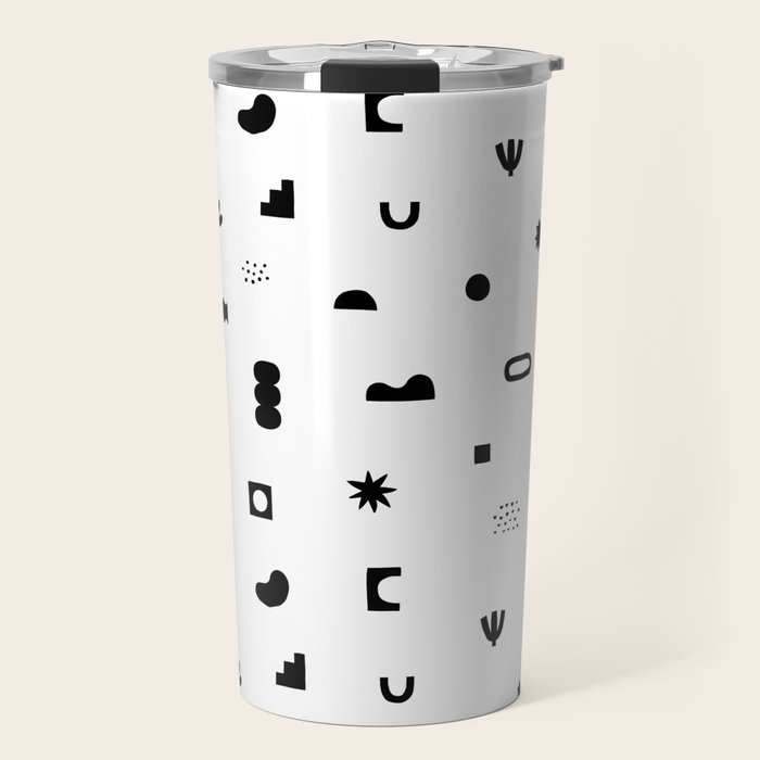 Abstract black and white organic shape pattern Travel Mug Gallery Image 1