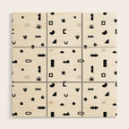 Abstract black and white organic shape pattern Wood Wall Art Gallery Image 1