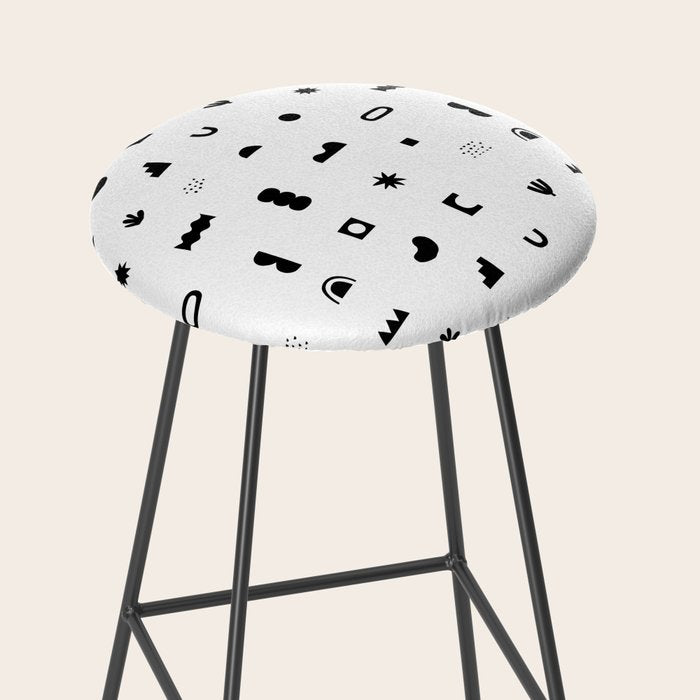 Abstract black and white organic shape pattern Stool Gallery Image 2