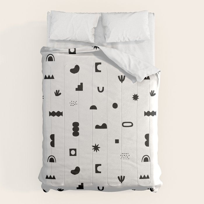 Abstract black and white organic shape pattern Comforter Gallery Image 1