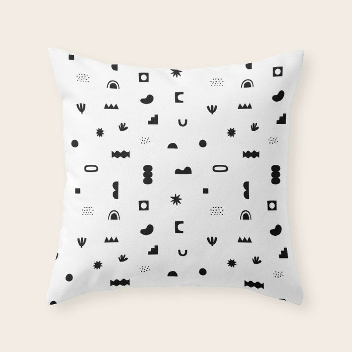 Abstract black and white organic shape pattern Throw Pillow Gallery Image 1
