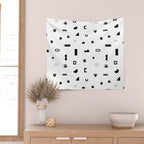 Abstract black and white organic shape pattern Wall Tapestry Gallery Image 2