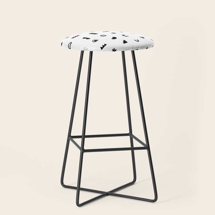 Abstract black and white organic shape pattern Stool Gallery Image 1