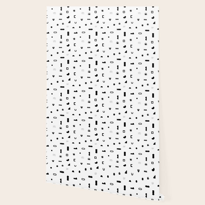Abstract black and white organic shape pattern Wallpaper Gallery Image 2