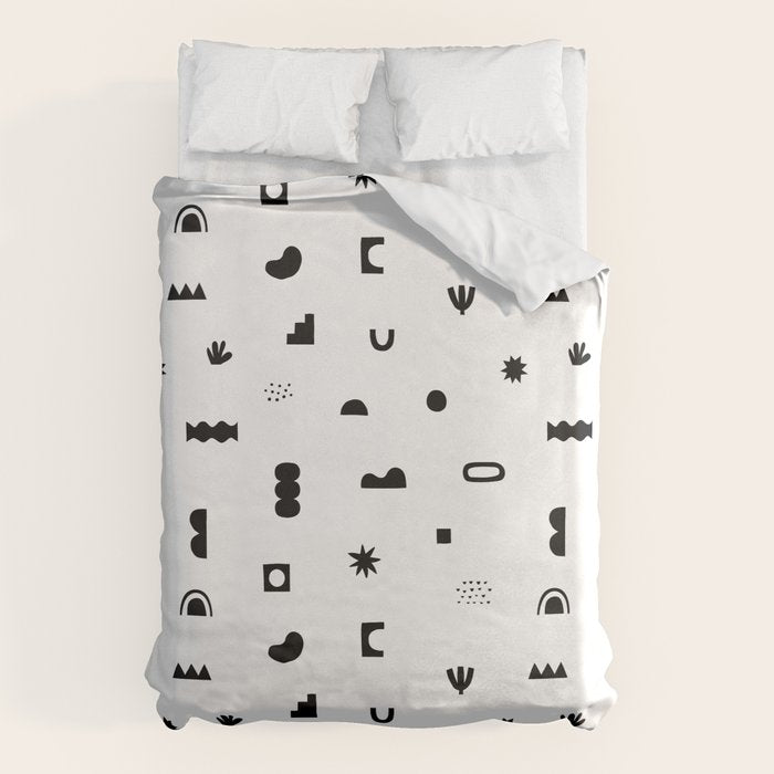 Abstract black and white organic shape pattern Duvet Cover Gallery Image 6