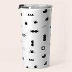 Abstract black and white organic shape pattern Travel Mug Gallery Image 3