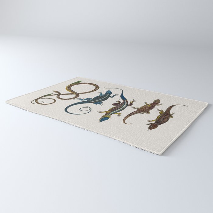 Albertus Seba Snakes And Lizards Blue Rug Gallery Image 3