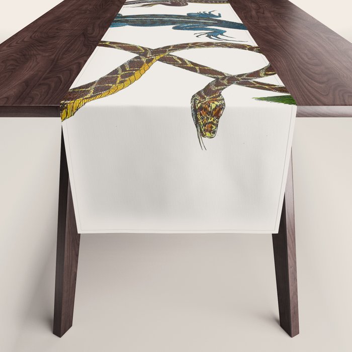 Albertus Seba Snakes And Lizards Blue Table Runner Gallery Image 1