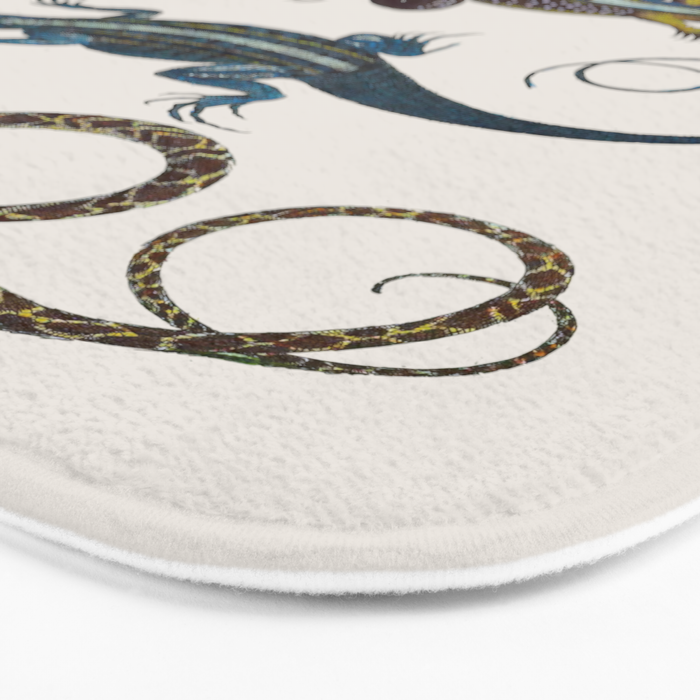 Albertus Seba Snakes And Lizards Blue Bath Mat Gallery Image 3