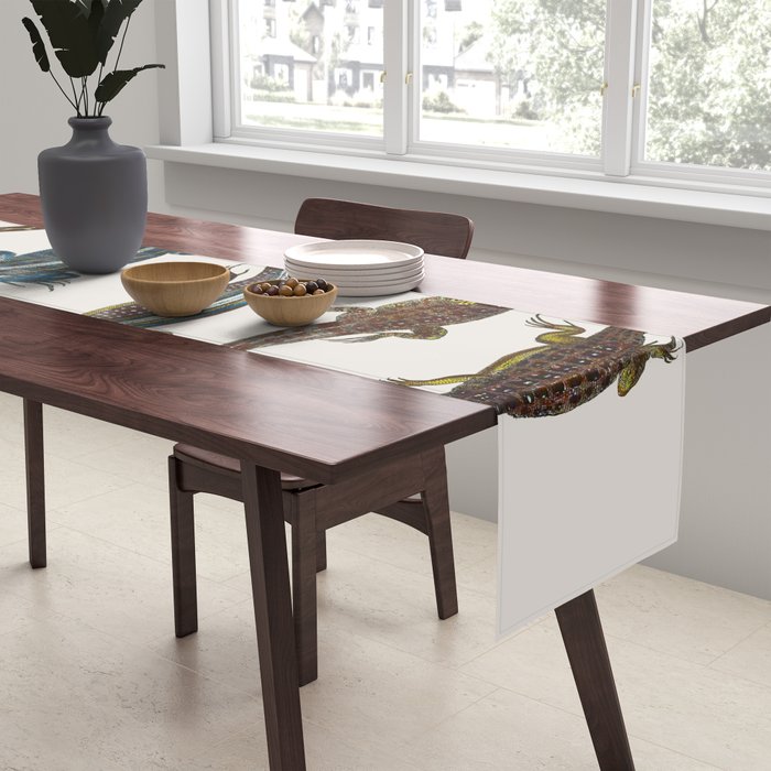 Albertus Seba Snakes And Lizards Blue Table Runner Gallery Image 2