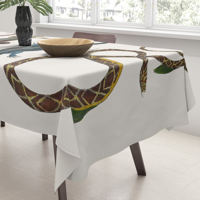 Albertus Seba Snakes And Lizards Blue Tablecloth Gallery Image 3