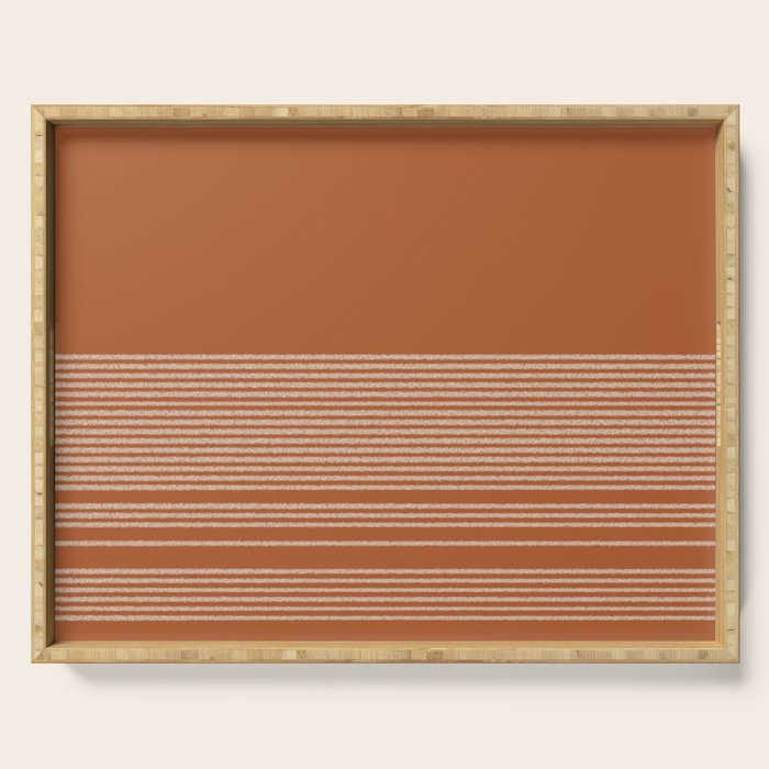 Organic Stripes in Putty and Clay Terracotta Rust Serving Tray Gallery Image 1