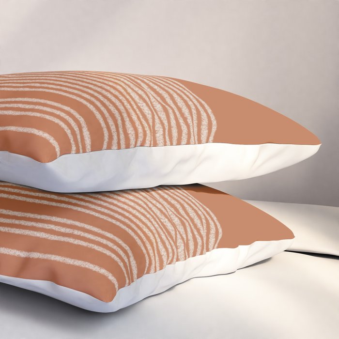 Organic Stripes in Putty and Clay Terracotta Rust Pillow Sham Gallery Image 3