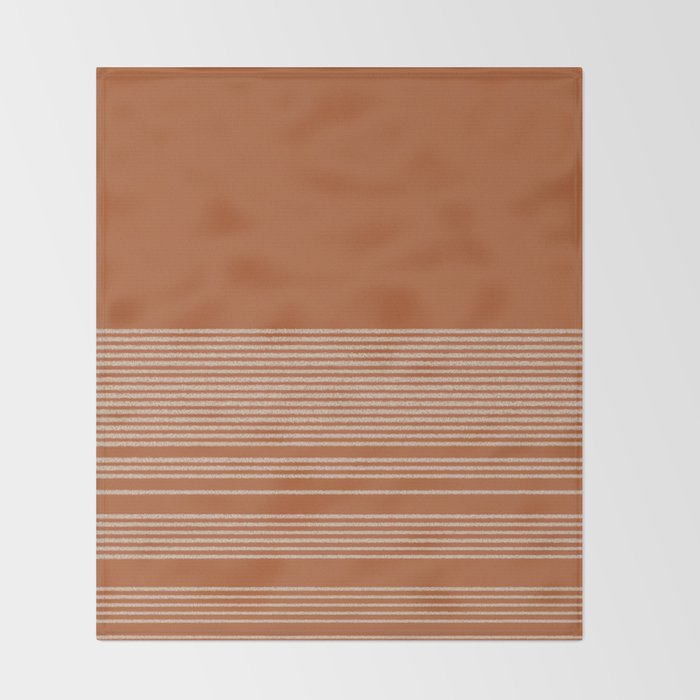 Organic Stripes in Putty and Clay Terracotta Rust Throw Blanket Gallery Image 2