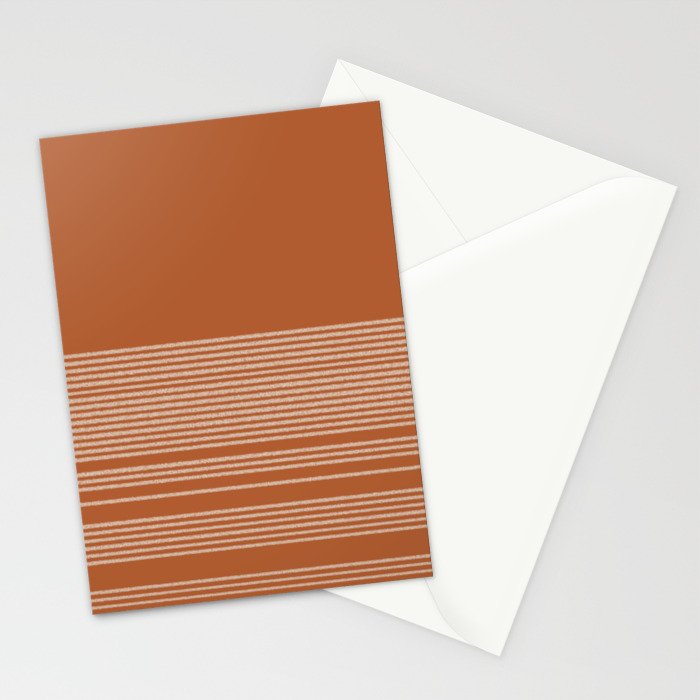 Organic Stripes in Putty and Clay Terracotta Rust Stationery Card Gallery Image 2