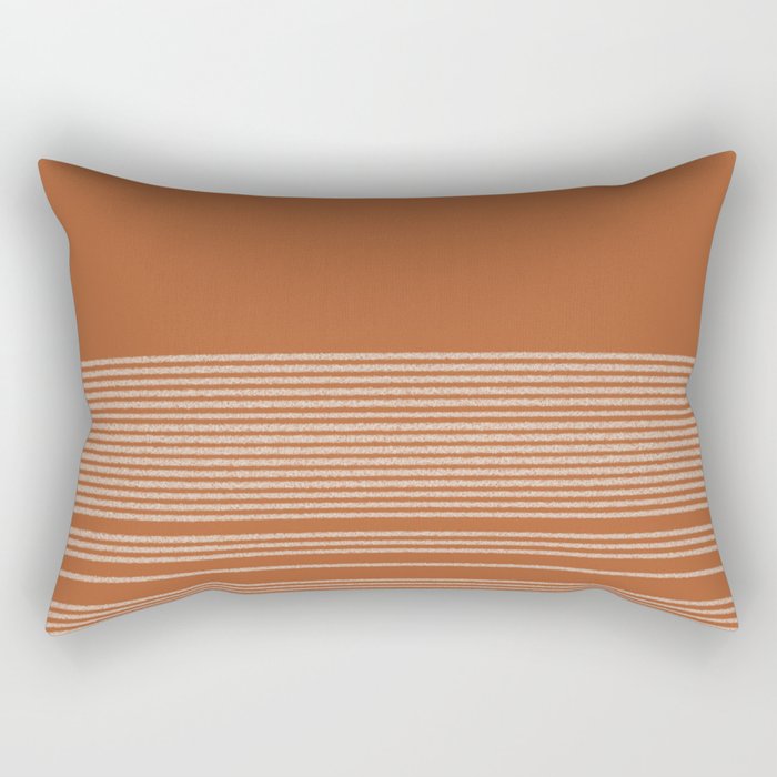 Organic Stripes in Putty and Clay Terracotta Rust Rectangular Pillow Gallery Image 1
