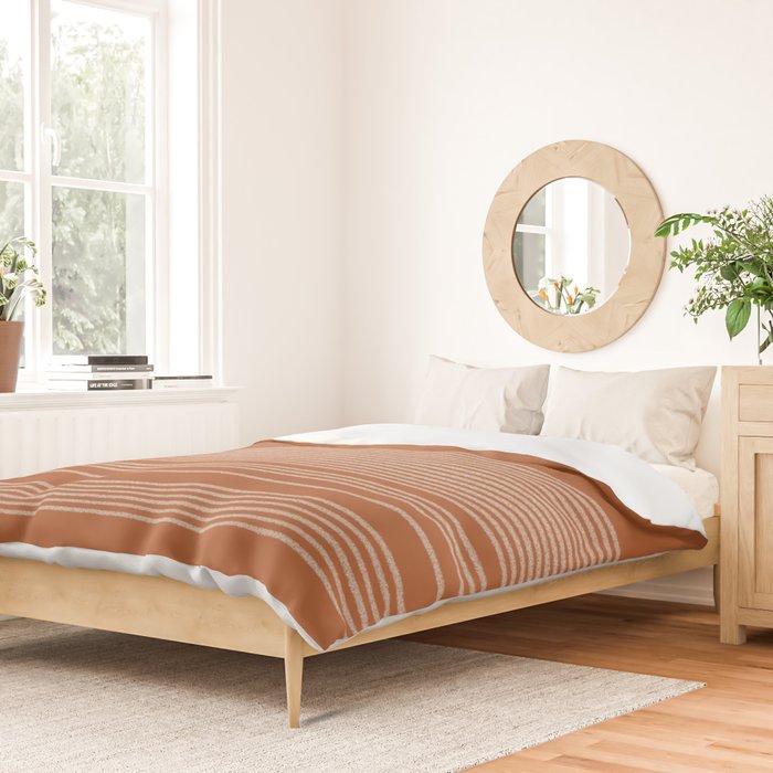 Organic Stripes in Putty and Clay Terracotta Rust Duvet Cover Gallery Image 2