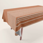 Organic Stripes in Putty and Clay Terracotta Rust Tablecloth Gallery Image 1