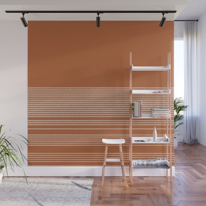 Organic Stripes in Putty and Clay Terracotta Rust Wall Mural Gallery Image 1