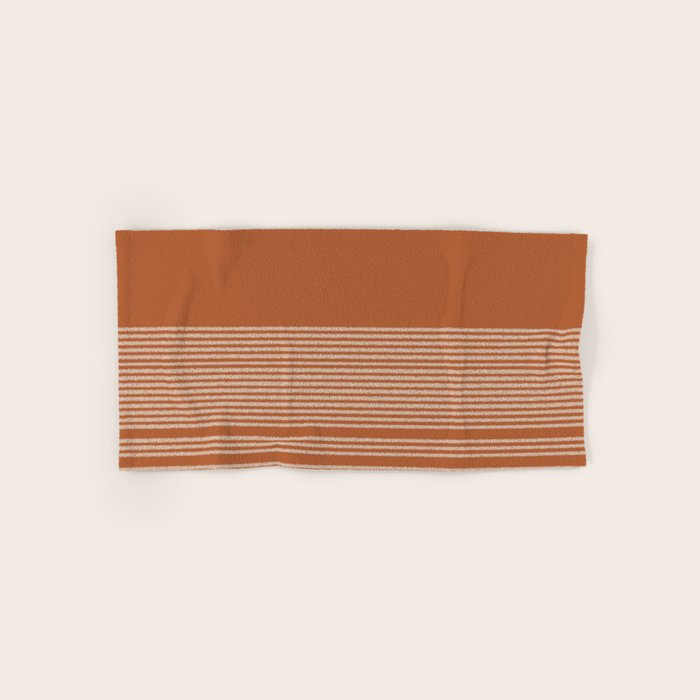 Organic Stripes in Putty and Clay Terracotta Rust Bath Towel Gallery Image 1