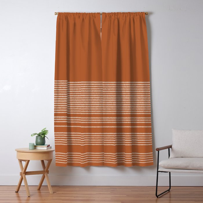 Organic Stripes in Putty and Clay Terracotta Rust Window Curtain Gallery Image 1