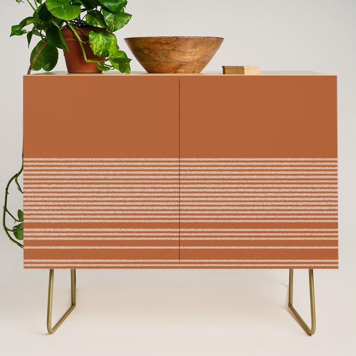 Organic Stripes in Putty and Clay Terracotta Rust Credenza Gallery Image 1