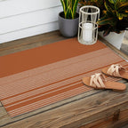 Organic Stripes in Putty and Clay Terracotta Rust Outdoor Rug Gallery Image 2