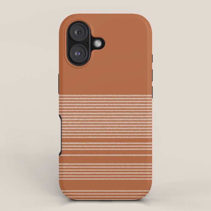 Organic Stripes in Putty and Clay Terracotta Rust iPhone Case Gallery Image 1