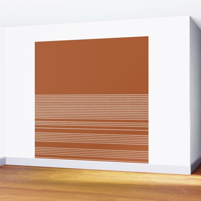 Organic Stripes in Putty and Clay Terracotta Rust Wall Mural Gallery Image 2