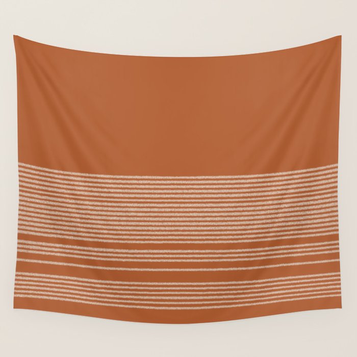 Organic Stripes in Putty and Clay Terracotta Rust Wall Tapestry Gallery Image 4