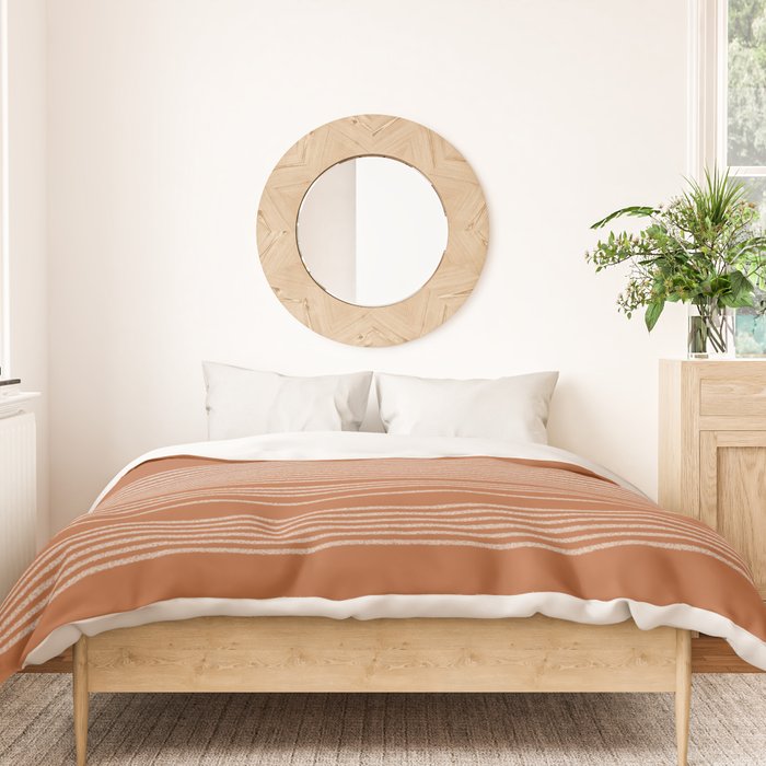 Organic Stripes in Putty and Clay Terracotta Rust Duvet Cover Gallery Image 3