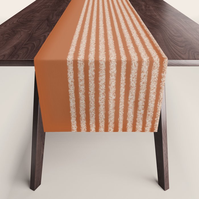 Organic Stripes in Putty and Clay Terracotta Rust Table Runner Gallery Image 1