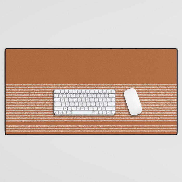 Organic Stripes in Putty and Clay Terracotta Rust Desk Mat Gallery Image 1