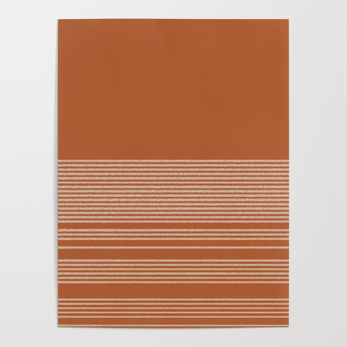 Organic Stripes in Putty and Clay Terracotta Rust Poster Gallery Image 4
