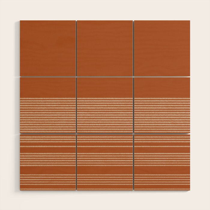 Organic Stripes in Putty and Clay Terracotta Rust Wood Wall Art Gallery Image 1