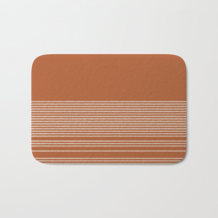 Organic Stripes in Putty and Clay Terracotta Rust Bath Mat Gallery Image 1