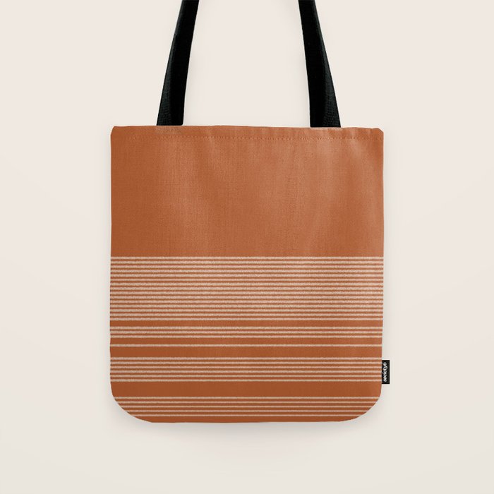 Organic Stripes in Putty and Clay Terracotta Rust Tote Bag Gallery Image 1