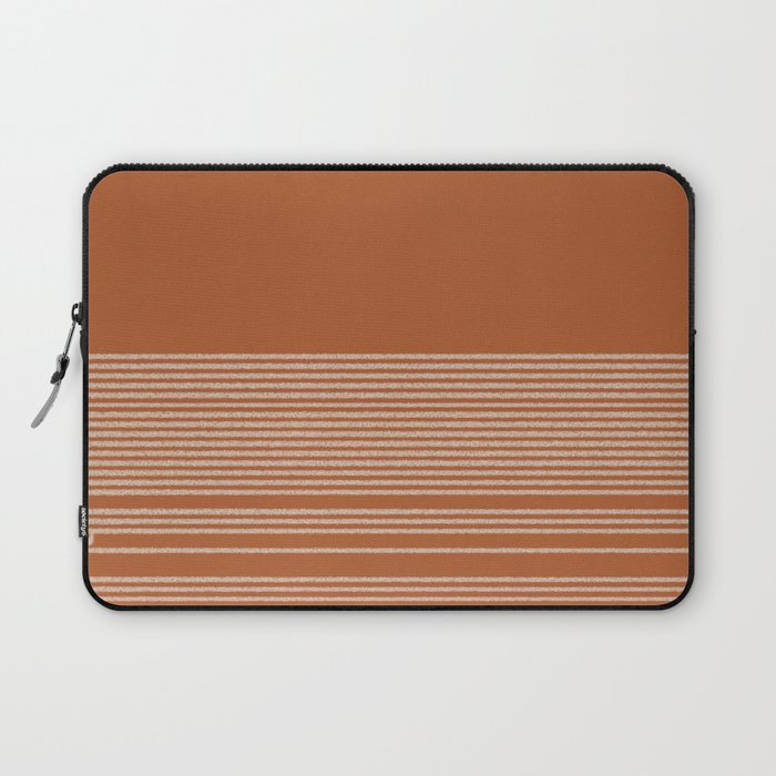 Organic Stripes in Putty and Clay Terracotta Rust Laptop Sleeve Gallery Image 1