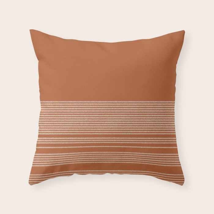 Organic Stripes in Putty and Clay Terracotta Rust Throw Pillow Gallery Image 6